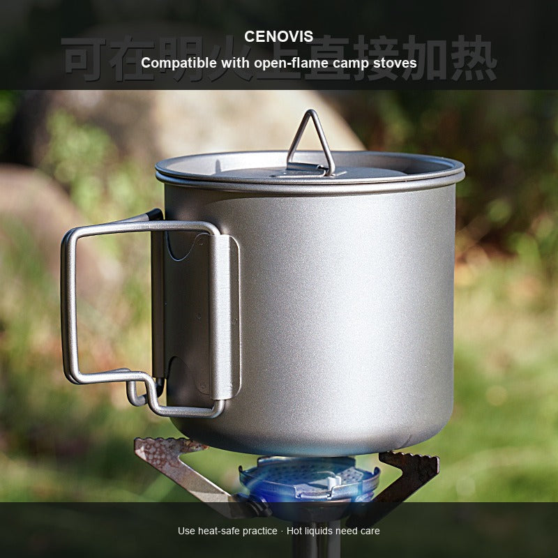 Cenovis titanium camp mug — promo flame en
