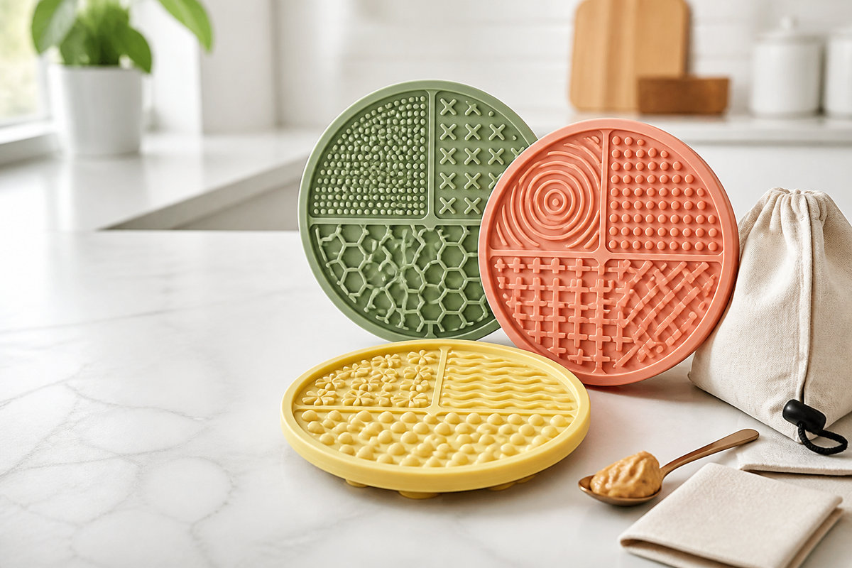 SlowJoy silicone lick mat set in pastel colors